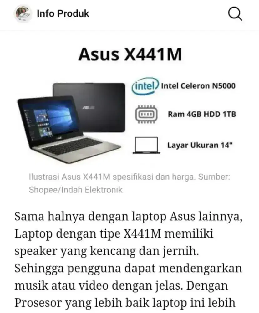 Laptop asus x441m, mulus normal batrai awet