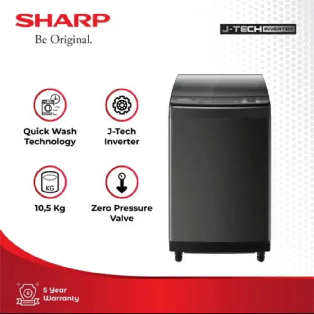 Bisa Cicilan.Sharp Mesin Cuci Inverter 1Tabung 9,5kg ( ES-M9500XT-SA )