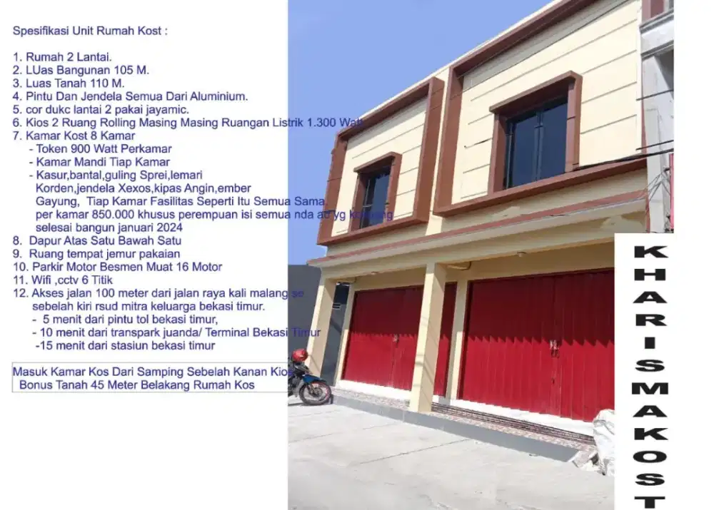 Di jual rumah kost dengan 8 kamar