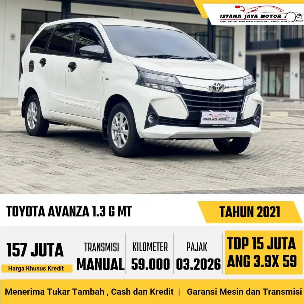 LOW KM TOYOTA AVANZA 1.3 G MT 2021 PUTIH