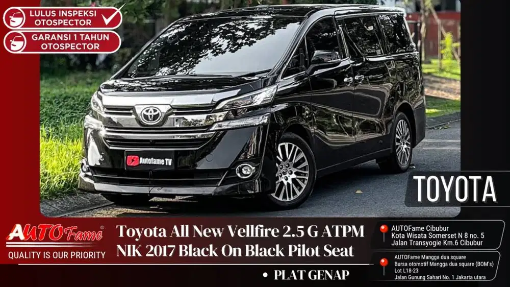 Toyota All New Vellfire 2.5 G ATPM NIK 2017 Black On Black Pilot Seat