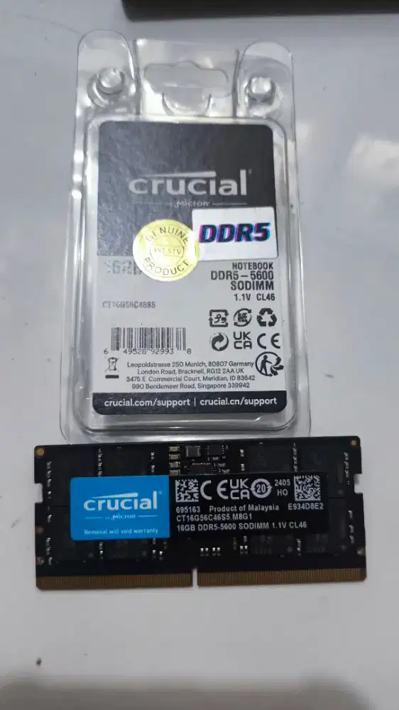 Crucial RAM SODIMM (Laptop) DDR5 16Gb 5600