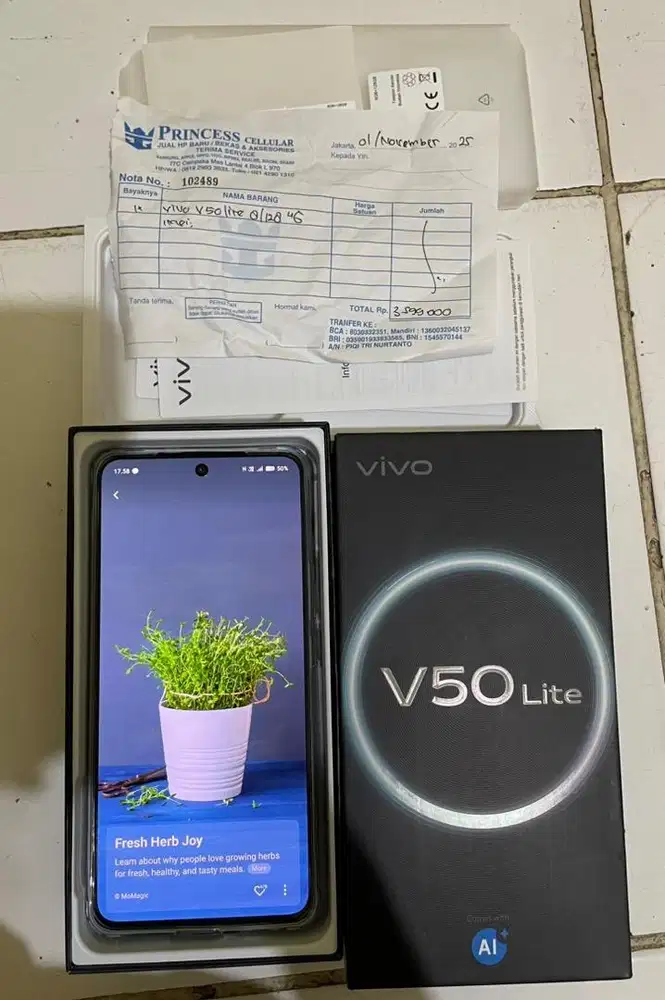 VIVO V50 LITE 8/128GB baru buka segel