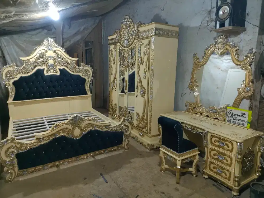 Tempat tidur set kamar full kayu jati