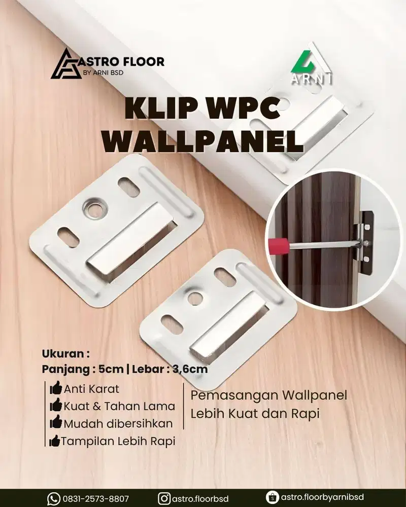 Klip WPC Wallpanel  36mm x 50mm Anti Karat Kuat dan Tahan lama