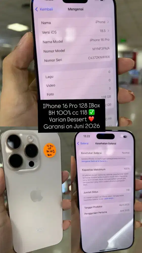 Iphone 16Promax 256 ibox garansi on juni 2026