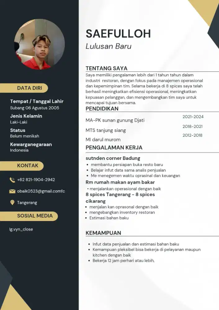 Mencari pekerjaan di fnb daerah Jabodetabek