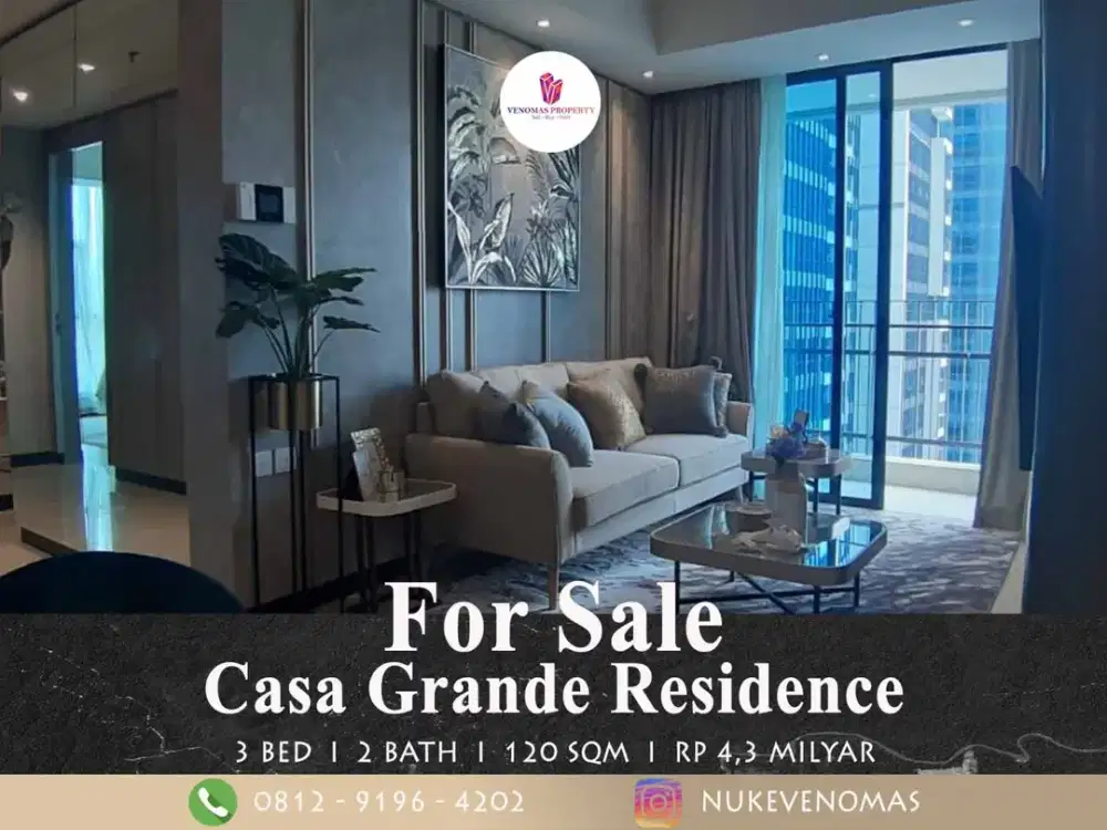 Jual Apartemen Casa Grande 3 Bedroom Bella Tower Lantai Tinggi