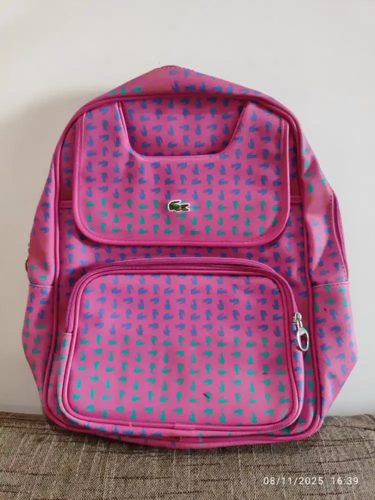 Tas Ransel Lacoste Original – Pink Motif Buaya