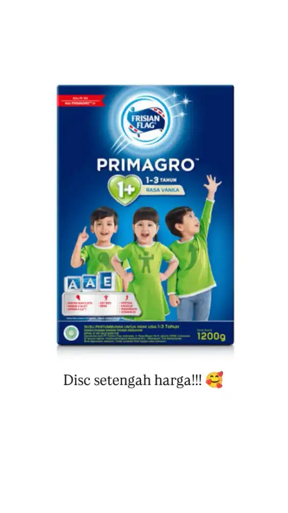 DISC SETENGAH HARGA PRIMAGRO 1+ VANILLA 1200G & 2KG