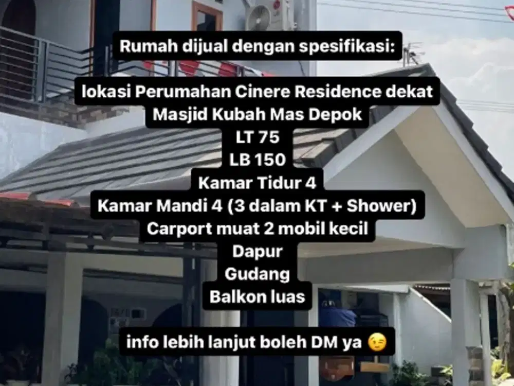 Jual Rumah TINGKAT Cinere Residence Blok H limo depok