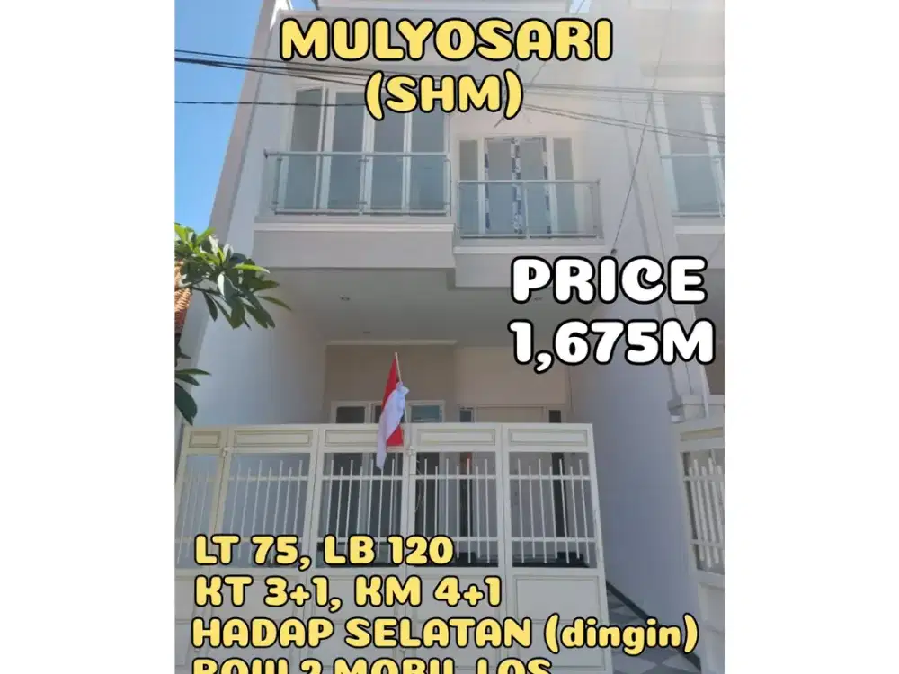 ‼️BARU GRESS‼️RUMAH MULYOSARI TENGAH SUTOREJO MINIMALIS DEKAT ITS, UNAIR, UWK, RAYA MULYOSARI, Dsb