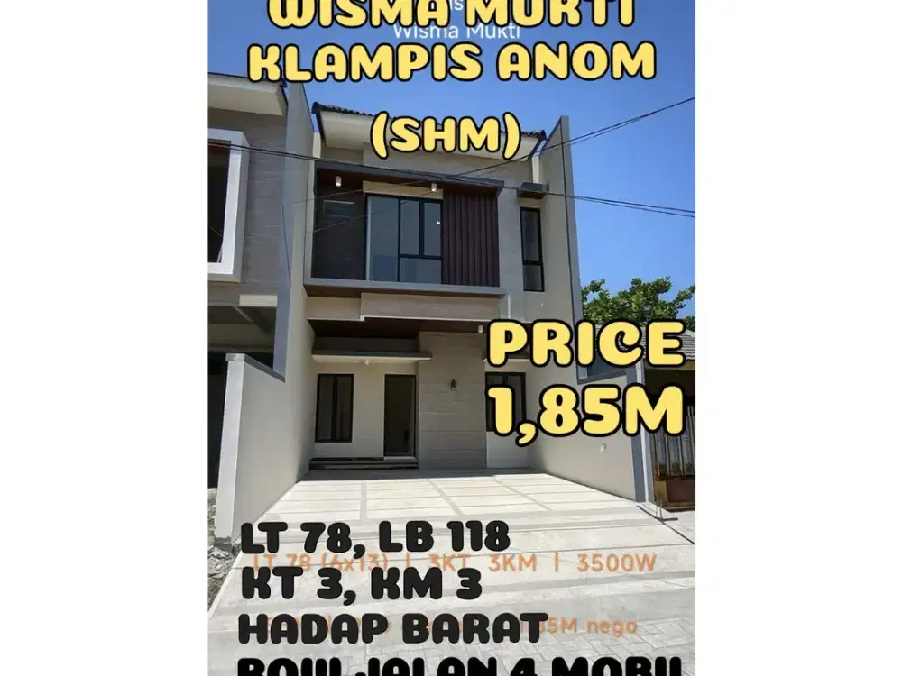 ‼️BARU GRESS‼️ RUMAH TENGAH KOTA WISMA MUKTI KLAMPIS MODERN MINIMALIS DEKAT SEKOLAH, GALAXY MALL, MERR