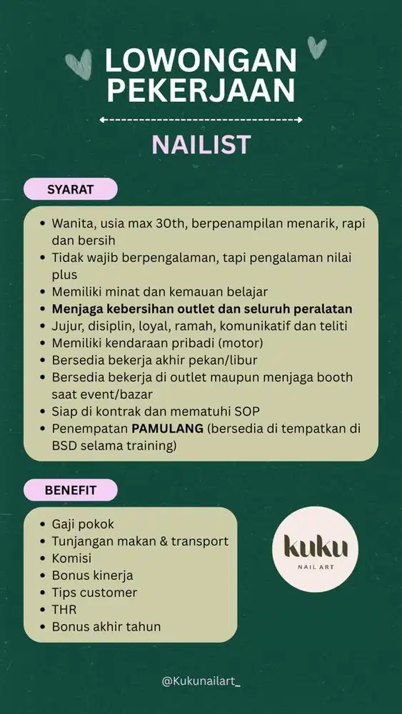 Nail Art / Terapis Kuku / Pegawai Salon