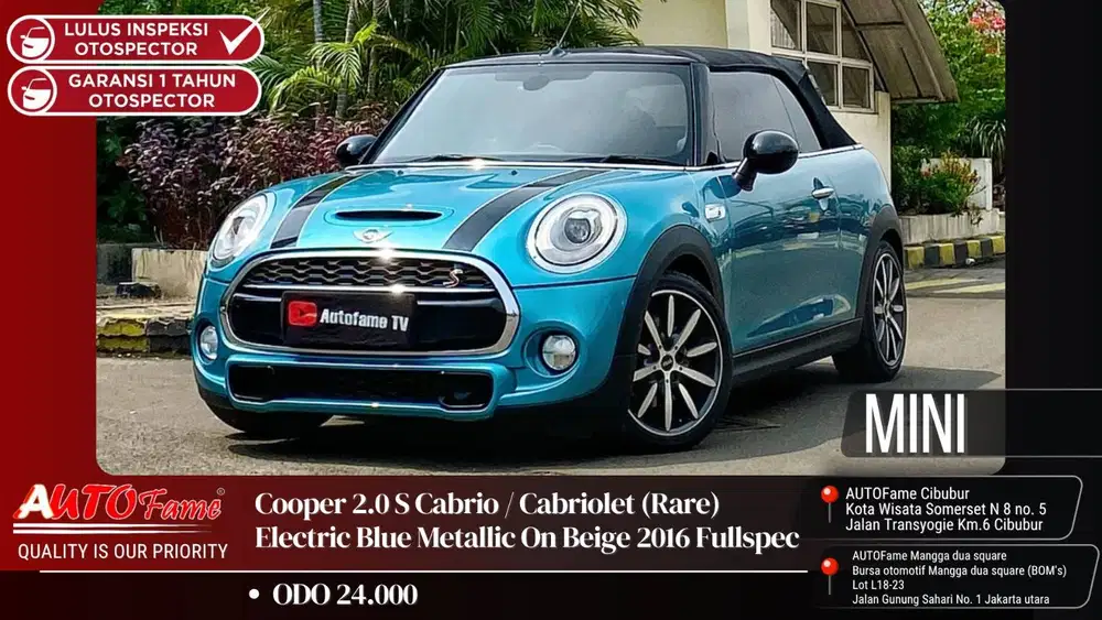 Mini Cooper 2.0 S Cabrio / Cabriolet (Rare) Electric NIK 2016