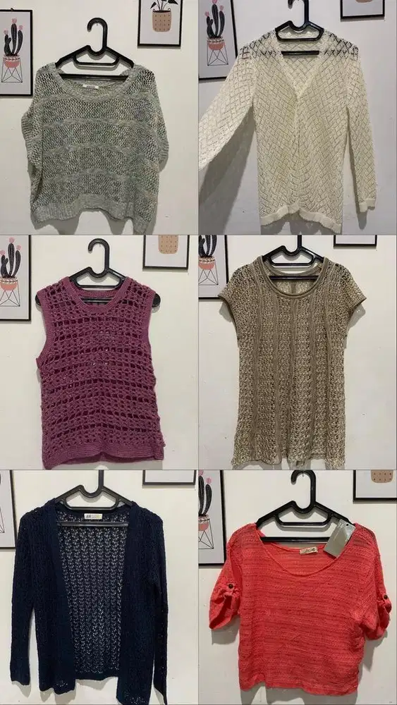 Cardigan outer vest blouse jaring rajut