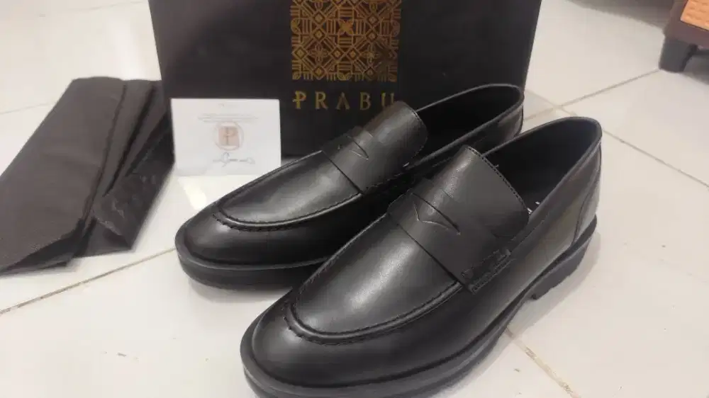 Sepatu Kulit Slip On Prayoga Hitam 41 Prabu