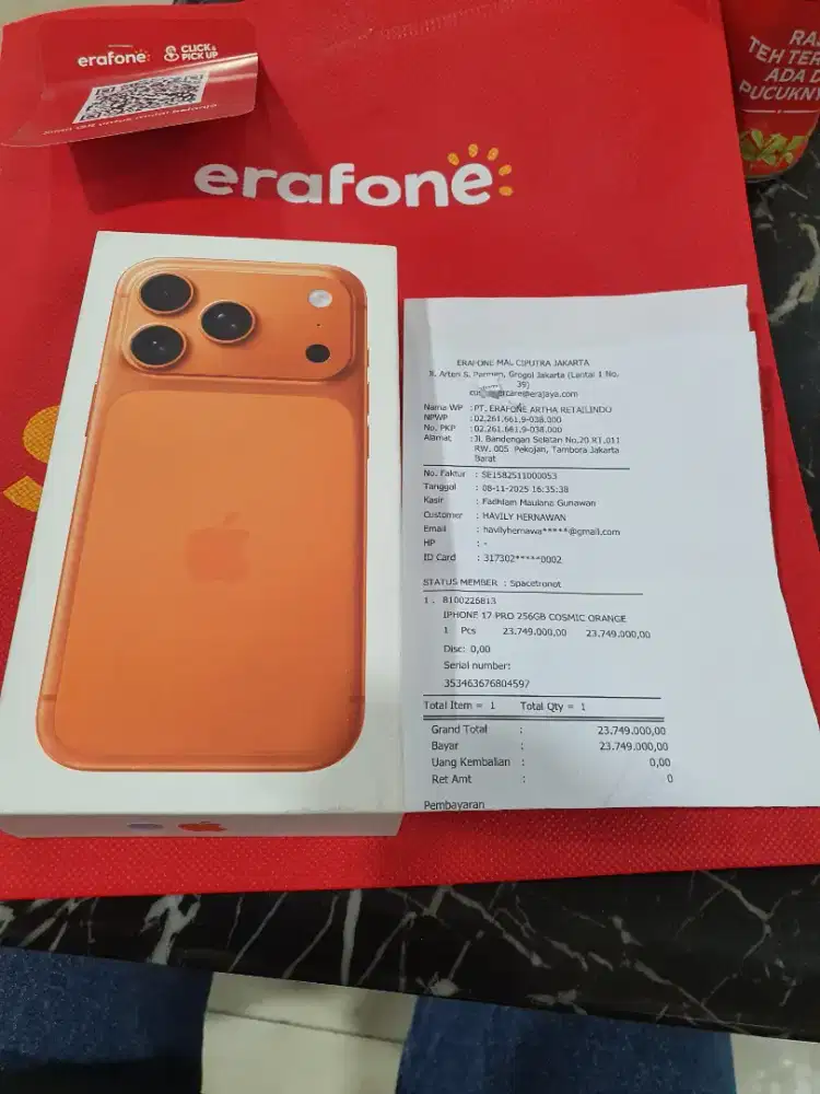 Iphone 17 pro 256gb orange garansi ibox 1 tahun