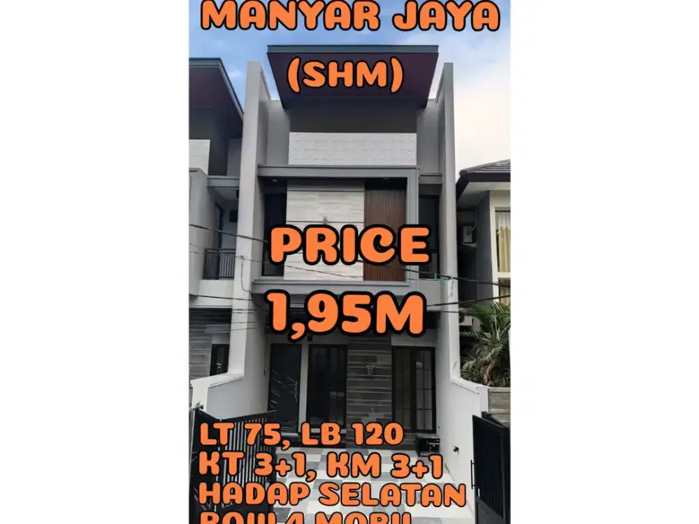 ‼️BARU GRESS‼️ RUMAH MANYAR JAYA KLAMPIS SEMOLOWARU NGINDEN. MODERN MINIMALIS. DEKAT MERR, KAMPUS, SEKOLAH