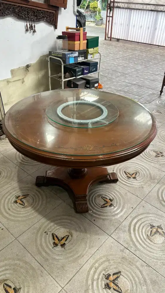 1 set Meja makan kayu tebal& kokoh