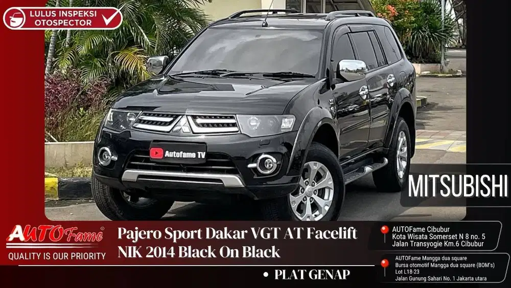 Mitsubishi Pajero Sport Dakar VGT AT Facelift NIK 2014 Black On Black