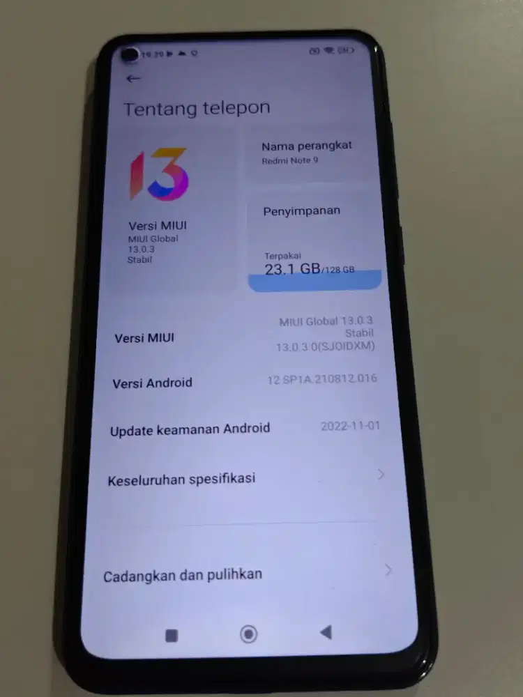 Dijual Xiaomi Redmi note 9