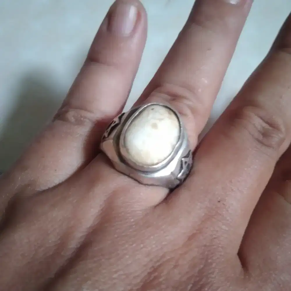Cincin perak pirus putih susu asli nevada usa