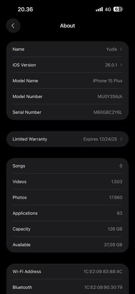DIJUAL IPHONE 15 PLUS 128 GB  (BU)