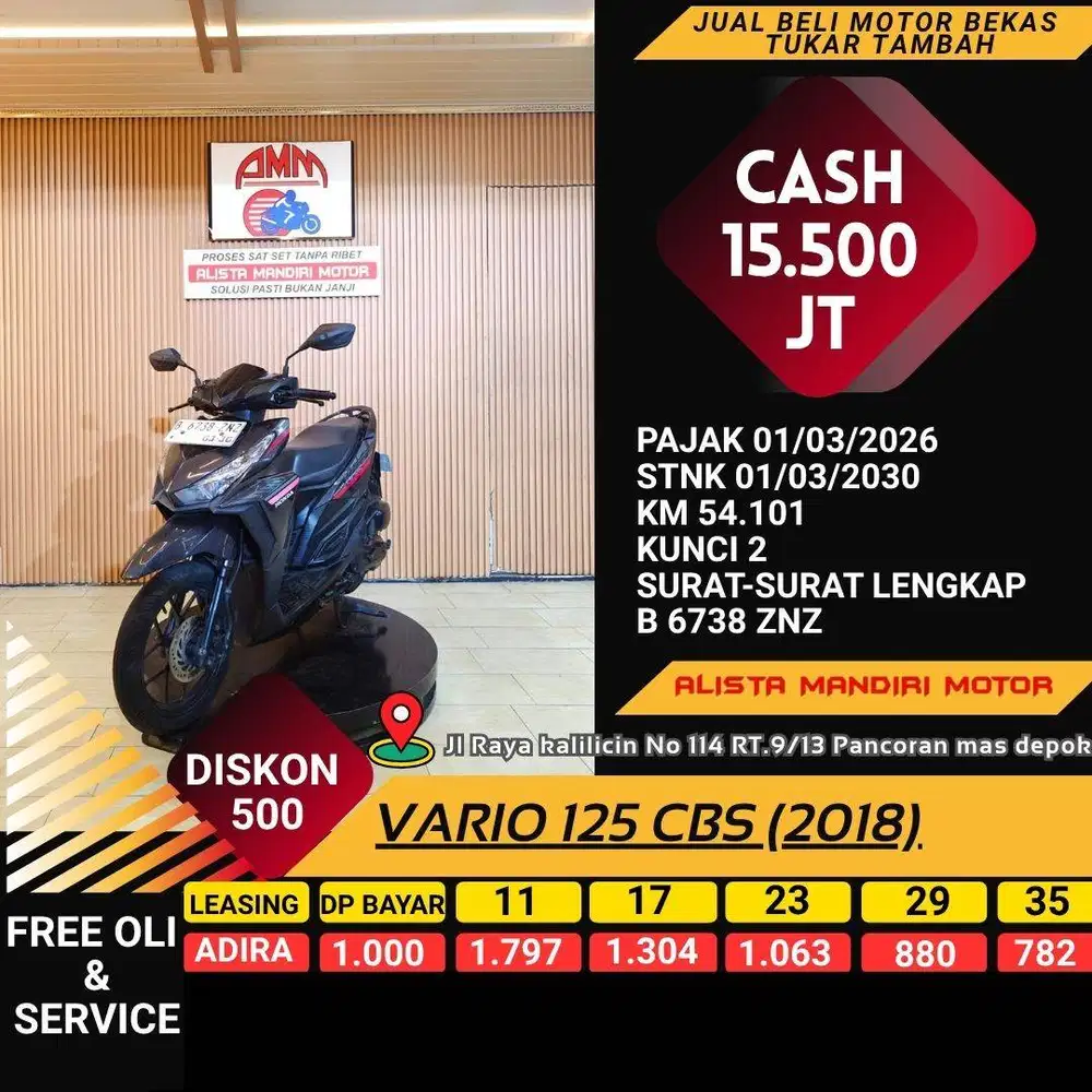 HONDA VARIO 125 CBS TH 2018 KREDIT DP 1JT BISA CASH/ PAKAI CC/PAYLATER