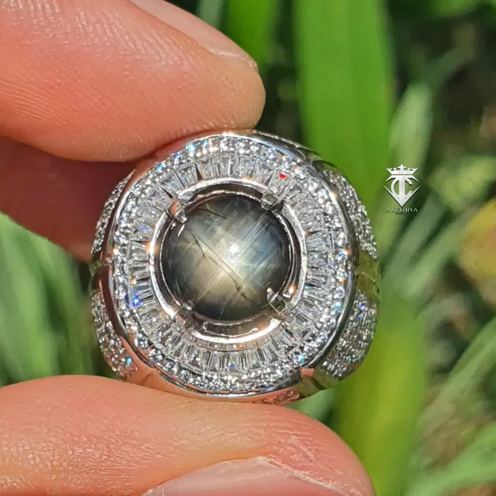 Batu Permata Natural Round Star Blue Sapphire No Heat 3.24 Ct SKY Memo