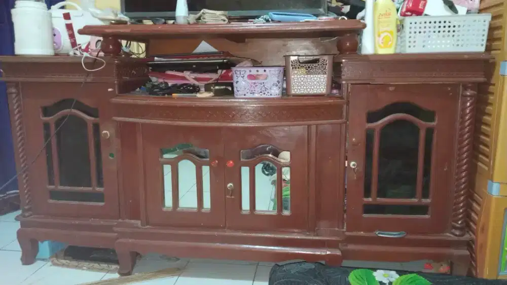 Jual Lemari TV Kayu Jati Asli