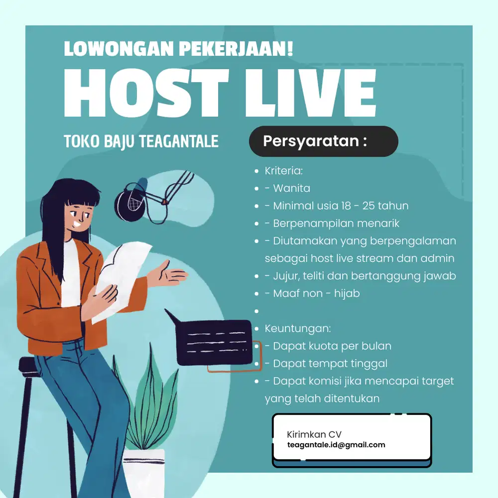 DICARI HOST LIVE DAN ADMIN ONLINE SHOP BAJU WANITA (BARU BUKA)