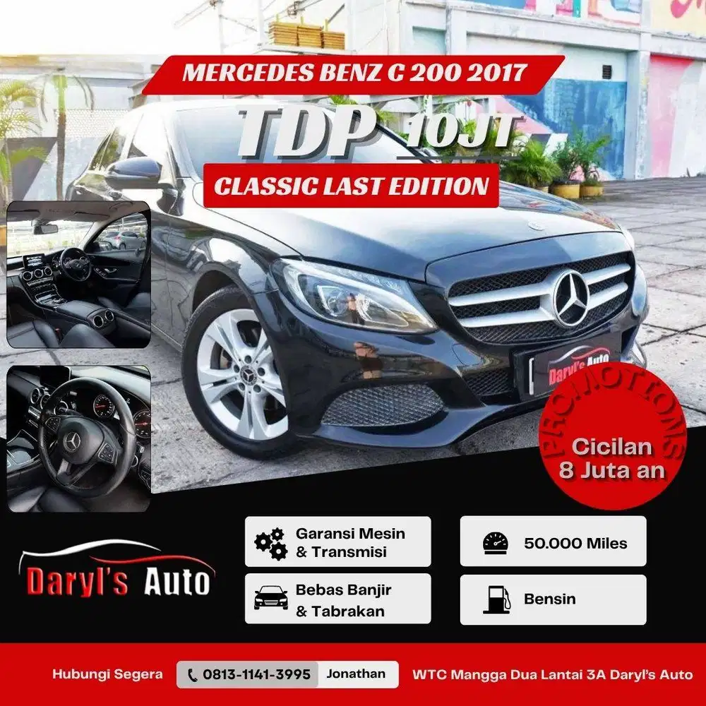 DP 10 Juta Mercedes Benz C200 2017 Tdp 10 Juta