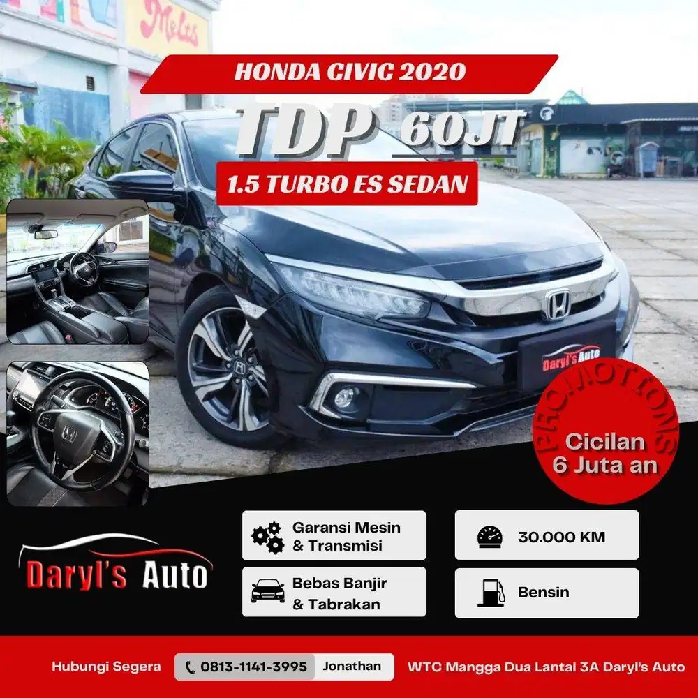 DP 65 Juta Honda Civic 1.5 ES Prestige Turbo Sedan 2020