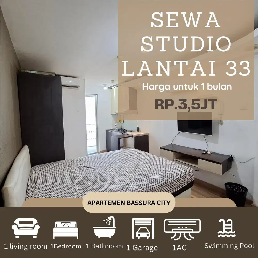 studio sewa bulanan full furnish apartemen bassura city