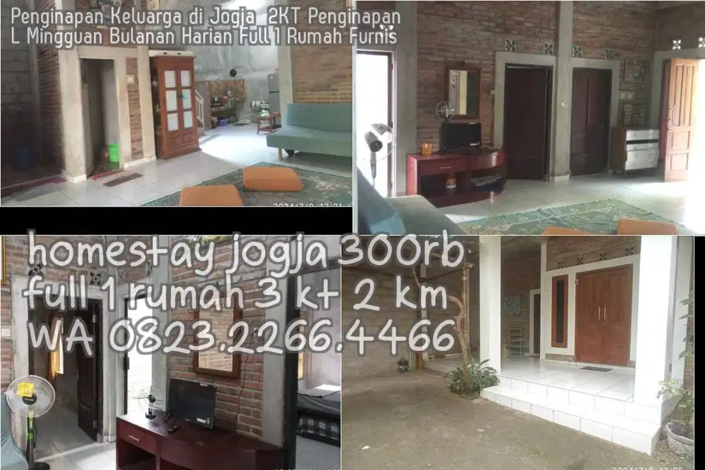 Penginapan Keluarga di Jogja  2KT Penginapan L Mingguan Bulanan Harian