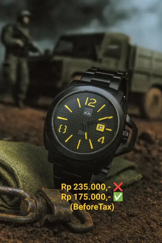 Jam Tangan Sport Quicksilver 2025 berat 150 gram solid black doff.