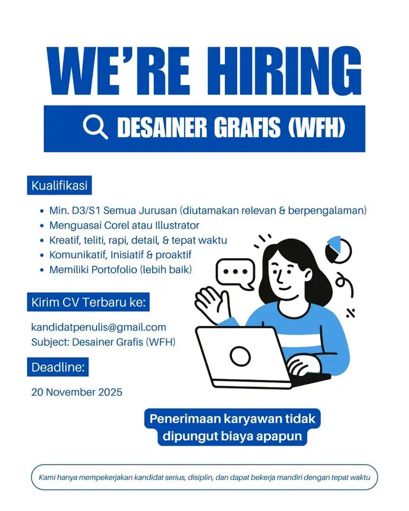 LOWONGAN DESAINER GRAFIS (WFH)
