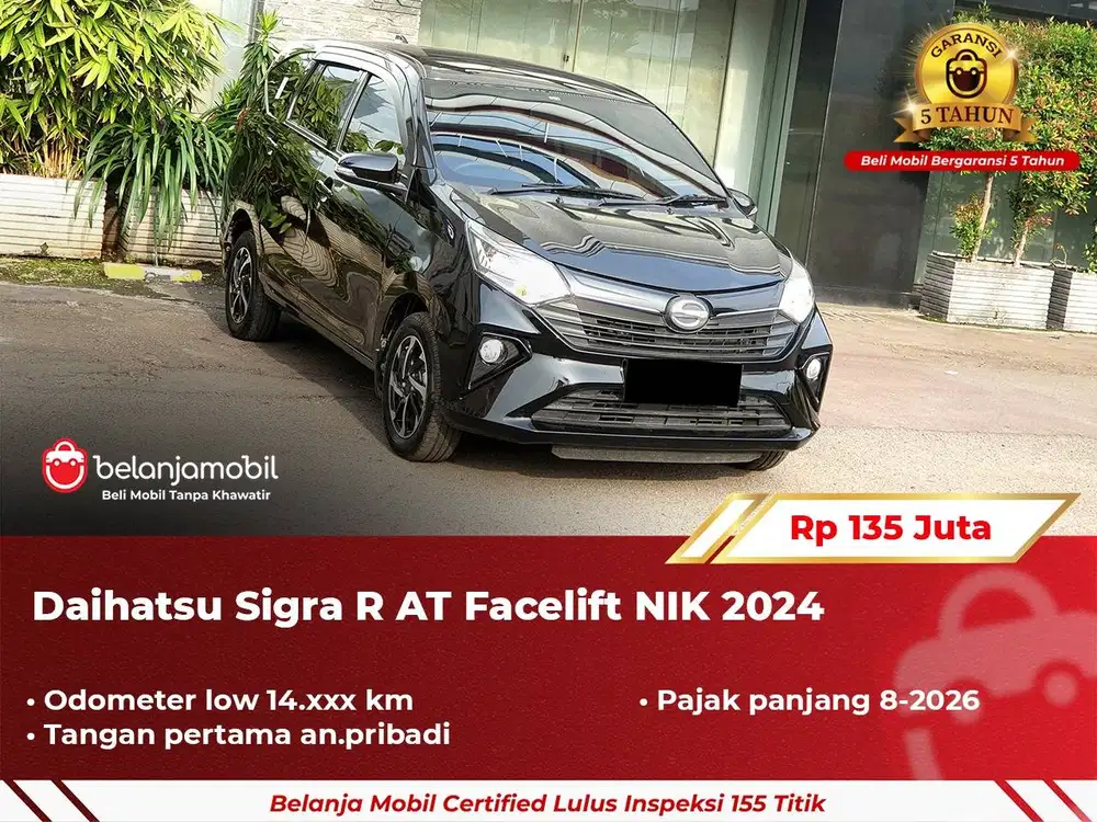 [ LIKE NEW ] Daihatsu Sigra R AT Hitam 2024 2025