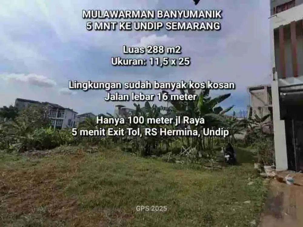 DIJUAL TANAH MULAWARMAN BANYUMANIK, 5 MENIT KE UNDIP SEMARANG