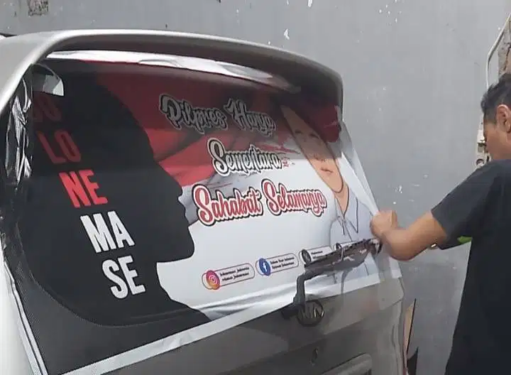 sticker kaca film one way stiker satu arah branding mobil Promosi toko