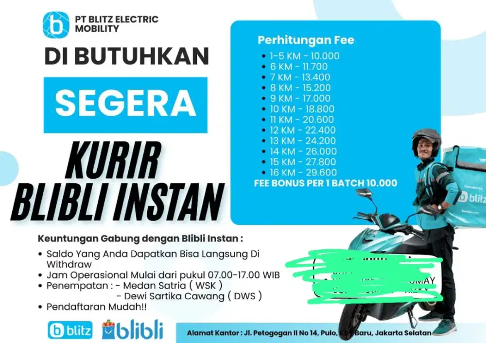 DIBUTUHKAN KURIR BLIBLI INSTAN