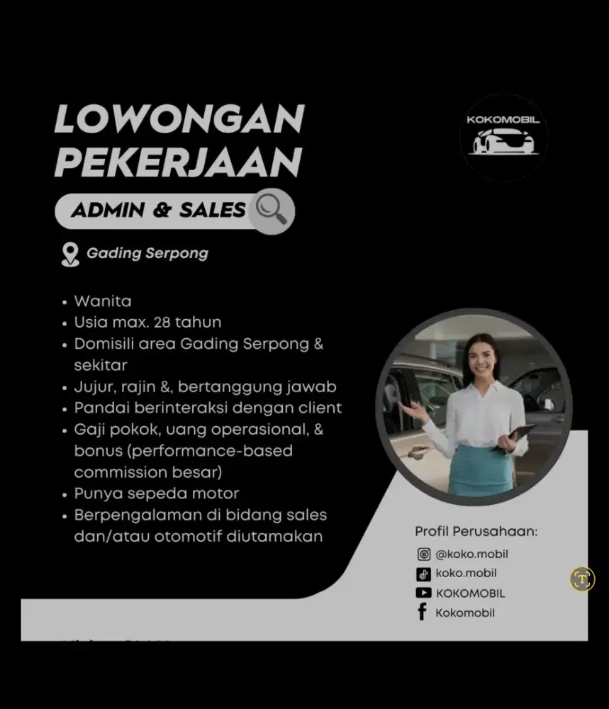 DICARI Admin dan Sales Jakarta Surabaya