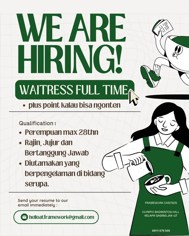 LOWONGAN KERJA KASIR DAN WAITRESS CAFE KELAPA GADING