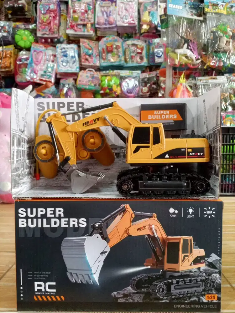mainan anak rc excavator baterai cas