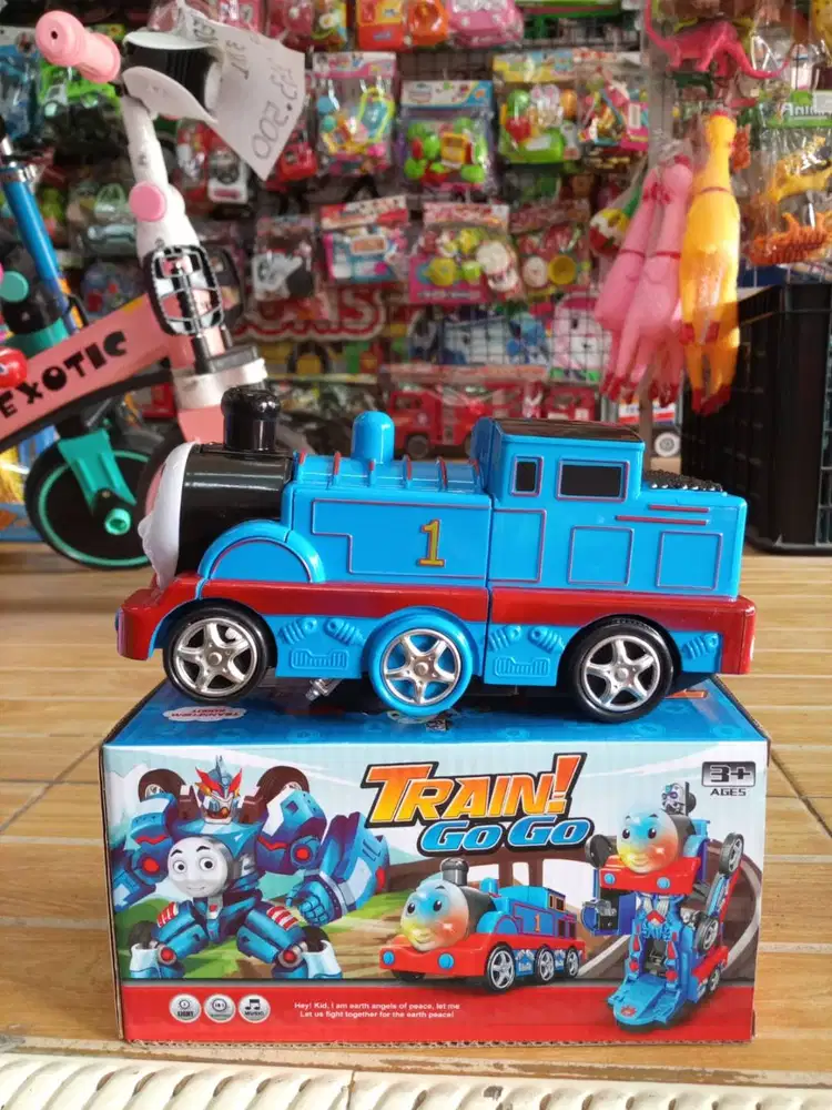 mainan anak kereta thomas baterai bisa berubah jadi robot