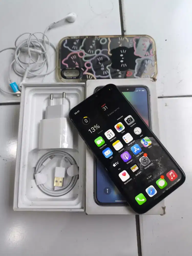 jual cepat iphone x 64 gb ibox hb 100% fullset headset /casing ,