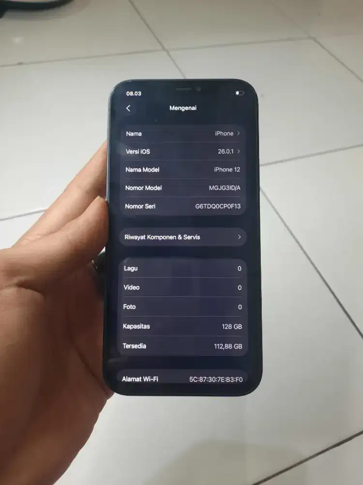 IPHONE 12 128GB EX DIGIMAP
FACE ID & TRUETONE AKTIF
BH 86% ORI