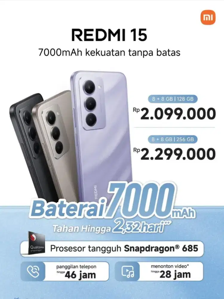 Redmi 15 best seller batrai 7000mah