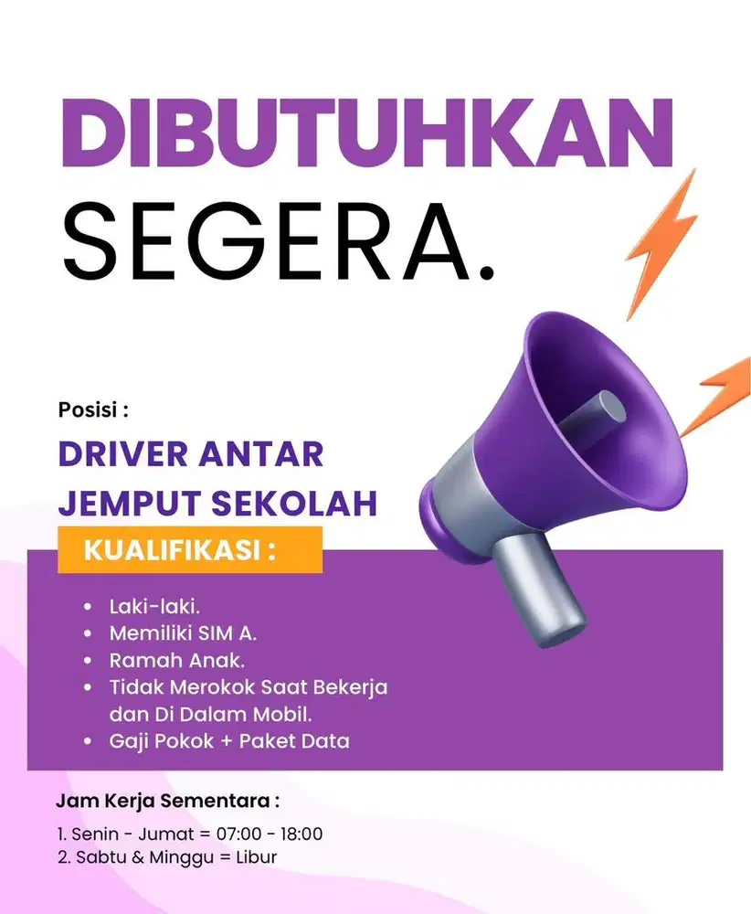 Driver Antar Jemput Sekolah & Karyawan Jakarta Barat